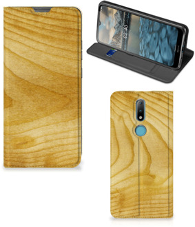 B2Ctelecom Stand Case Nokia 2.4 Smart Cover Licht Hout