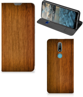 B2Ctelecom Stand Case Nokia 2.4 Telefoonhoesje Donker Hout