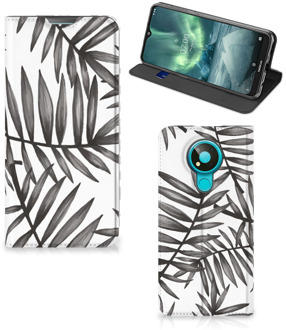 B2Ctelecom Stand Case Nokia 3.4 Hoesje met Tekst Leaves Grey