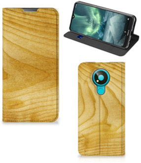 B2Ctelecom Stand Case Nokia 3.4 Smart Cover Licht Hout