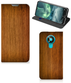 B2Ctelecom Stand Case Nokia 3.4 Telefoonhoesje Donker Hout