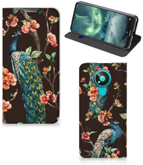 B2Ctelecom Stand Case Nokia 3.4 Telefoonhoesje Pauw met Bloemen