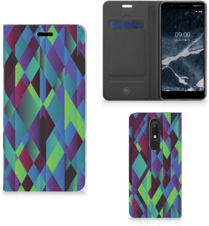 B2Ctelecom Stand Case Nokia 5.1 (2018) Abstract Green Blue