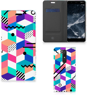 B2Ctelecom Stand Case Nokia 5.1 (2018) Kleurrijk Blokken