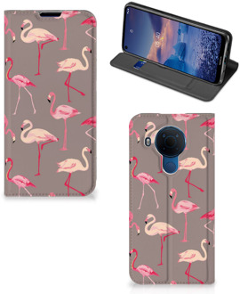 B2Ctelecom Stand Case Nokia 5.4 Hoesje met naam Flamingo