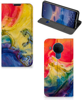 B2Ctelecom Stand Case Nokia 5.4 Smart Cover Watercolor Dark