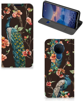 B2Ctelecom Stand Case Nokia 5.4 Telefoonhoesje Pauw met Bloemen