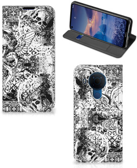 B2Ctelecom Stand Case Nokia 5.4 Telefoonhoesje Skulls Angel