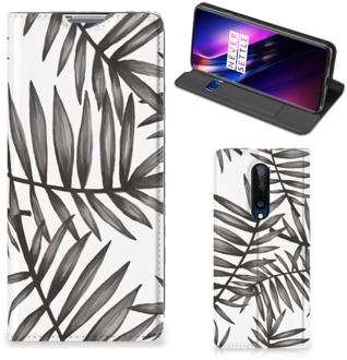 B2Ctelecom Stand Case OnePlus 8 Hoesje met Tekst Leaves Grey