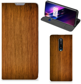 B2Ctelecom Stand Case OnePlus 8 Telefoonhoesje Donker Hout