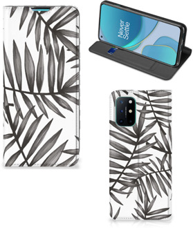 B2Ctelecom Stand Case OnePlus 8T Hoesje met Tekst Leaves Grey