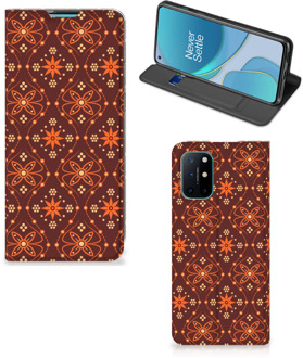 B2Ctelecom Stand Case OnePlus 8T Telefoonhoesje Batik Brown