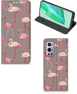 B2Ctelecom Stand Case OnePlus 9 Pro Hoesje met naam Flamingo