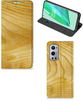 B2Ctelecom Stand Case OnePlus 9 Pro Smart Cover Licht Hout