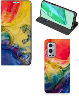 B2Ctelecom Stand Case OnePlus 9 Pro Smart Cover Watercolor Dark