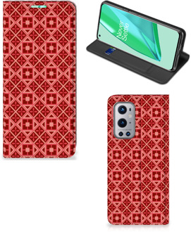 B2Ctelecom Stand Case OnePlus 9 Pro Smartphone Hoesje Batik Red