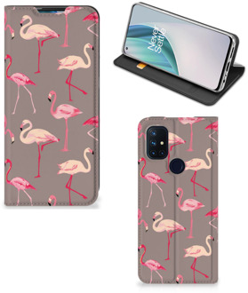 B2Ctelecom Stand Case OnePlus Nord N10 5G Hoesje met naam Flamingo