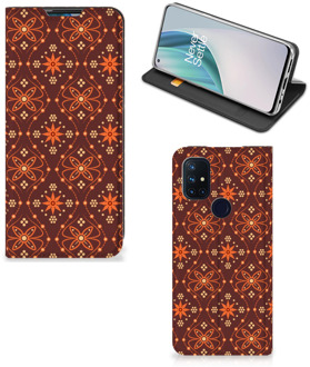 B2Ctelecom Stand Case OnePlus Nord N10 5G Telefoonhoesje Batik Brown