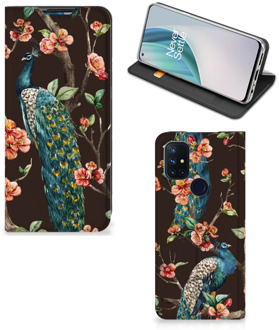 B2Ctelecom Stand Case OnePlus Nord N10 5G Telefoonhoesje Pauw met Bloemen