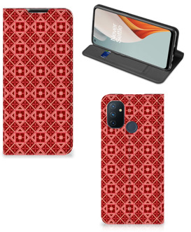 B2Ctelecom Stand Case OnePlus Nord N100 Smartphone Hoesje Batik Red