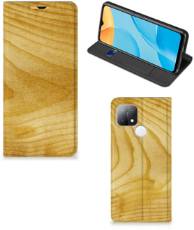 B2Ctelecom Stand Case OPPO A15 Smart Cover Licht Hout