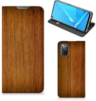 B2Ctelecom Stand Case OPPO A52 | A72 Telefoonhoesje Donker Hout