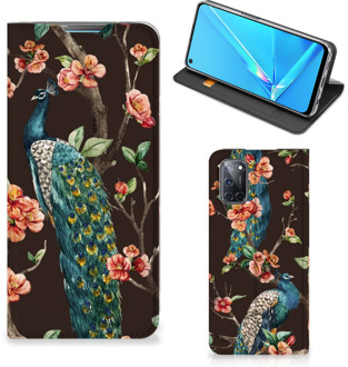 B2Ctelecom Stand Case OPPO A52 | A72 Telefoonhoesje Pauw met Bloemen