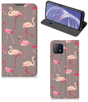 B2Ctelecom Stand Case OPPO A73 5G Hoesje met naam Flamingo