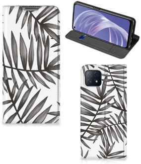 B2Ctelecom Stand Case OPPO A73 5G Hoesje met Tekst Leaves Grey