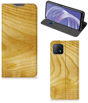 B2Ctelecom Stand Case OPPO A73 5G Smart Cover Licht Hout