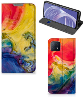 B2Ctelecom Stand Case OPPO A73 5G Smart Cover Watercolor Dark