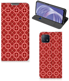 B2Ctelecom Stand Case OPPO A73 5G Smartphone Hoesje Batik Red