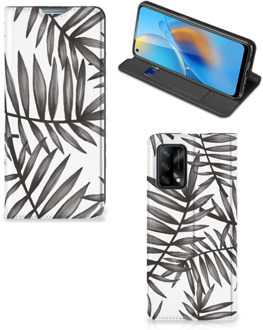 B2Ctelecom Stand Case OPPO A74 4G Hoesje met Tekst Leaves Grey