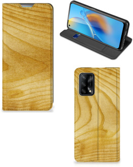 B2Ctelecom Stand Case OPPO A74 4G Smart Cover Licht Hout