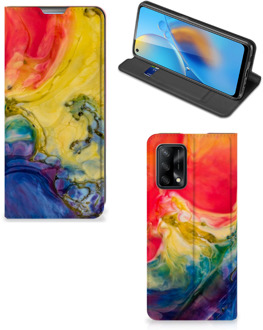 B2Ctelecom Stand Case OPPO A74 4G Smart Cover Watercolor Dark