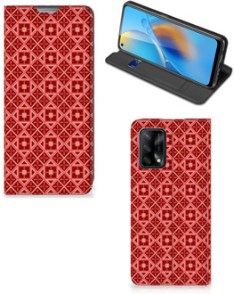 B2Ctelecom Stand Case OPPO A74 4G Smartphone Hoesje Batik Red