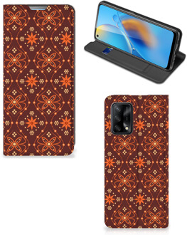 B2Ctelecom Stand Case OPPO A74 4G Telefoonhoesje Batik Brown