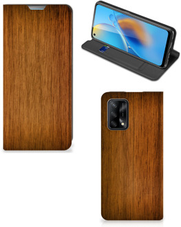 B2Ctelecom Stand Case OPPO A74 4G Telefoonhoesje Donker Hout