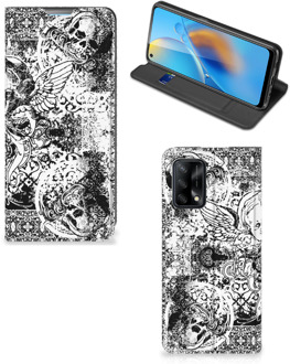 B2Ctelecom Stand Case OPPO A74 4G Telefoonhoesje Skulls Angel