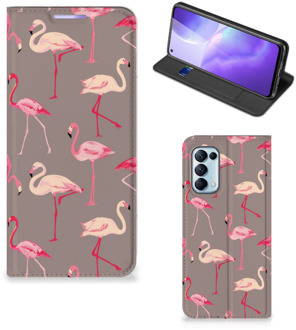 B2Ctelecom Stand Case OPPO Find X3 Lite Hoesje met naam Flamingo