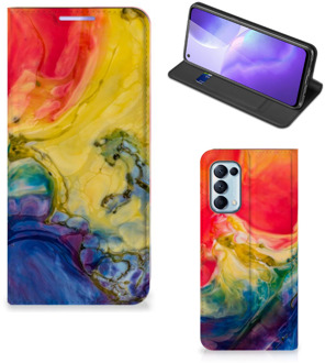 B2Ctelecom Stand Case OPPO Find X3 Lite Smart Cover Watercolor Dark