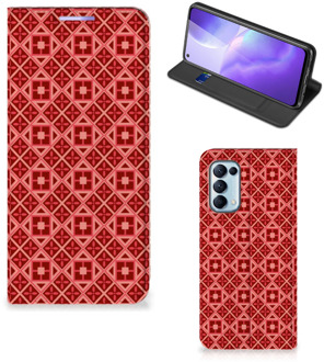 B2Ctelecom Stand Case OPPO Find X3 Lite Smartphone Hoesje Batik Red