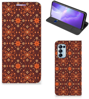 B2Ctelecom Stand Case OPPO Find X3 Lite Telefoonhoesje Batik Brown