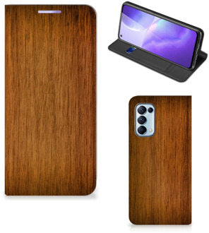 B2Ctelecom Stand Case OPPO Find X3 Lite Telefoonhoesje Donker Hout