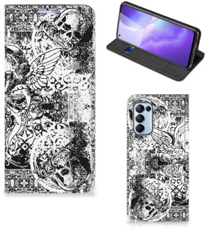 B2Ctelecom Stand Case OPPO Find X3 Lite Telefoonhoesje Skulls Angel