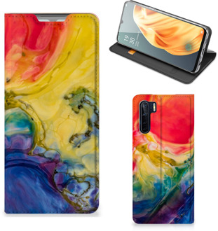 B2Ctelecom Stand Case OPPO Reno3 | A91 Smart Cover Watercolor Dark