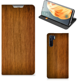 B2Ctelecom Stand Case OPPO Reno3 | A91 Telefoonhoesje Donker Hout