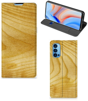 B2Ctelecom Stand Case OPPO Reno4 Pro 5G Smart Cover Licht Hout