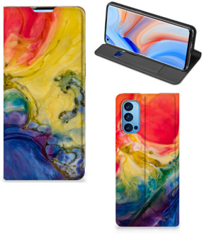 B2Ctelecom Stand Case OPPO Reno4 Pro 5G Smart Cover Watercolor Dark