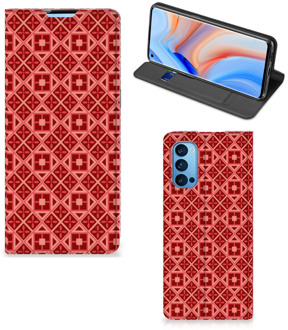 B2Ctelecom Stand Case OPPO Reno4 Pro 5G Smartphone Hoesje Batik Red